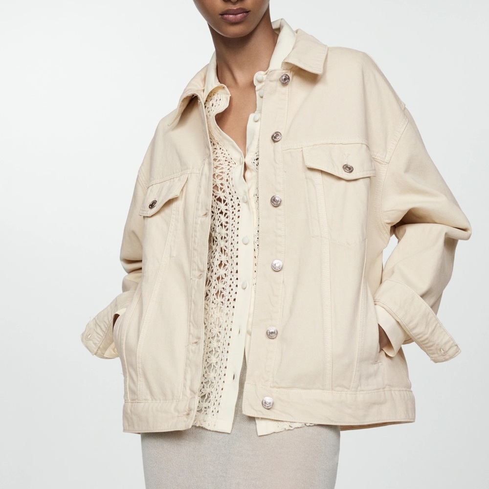 Mango Women’s oversized denim cream jacket